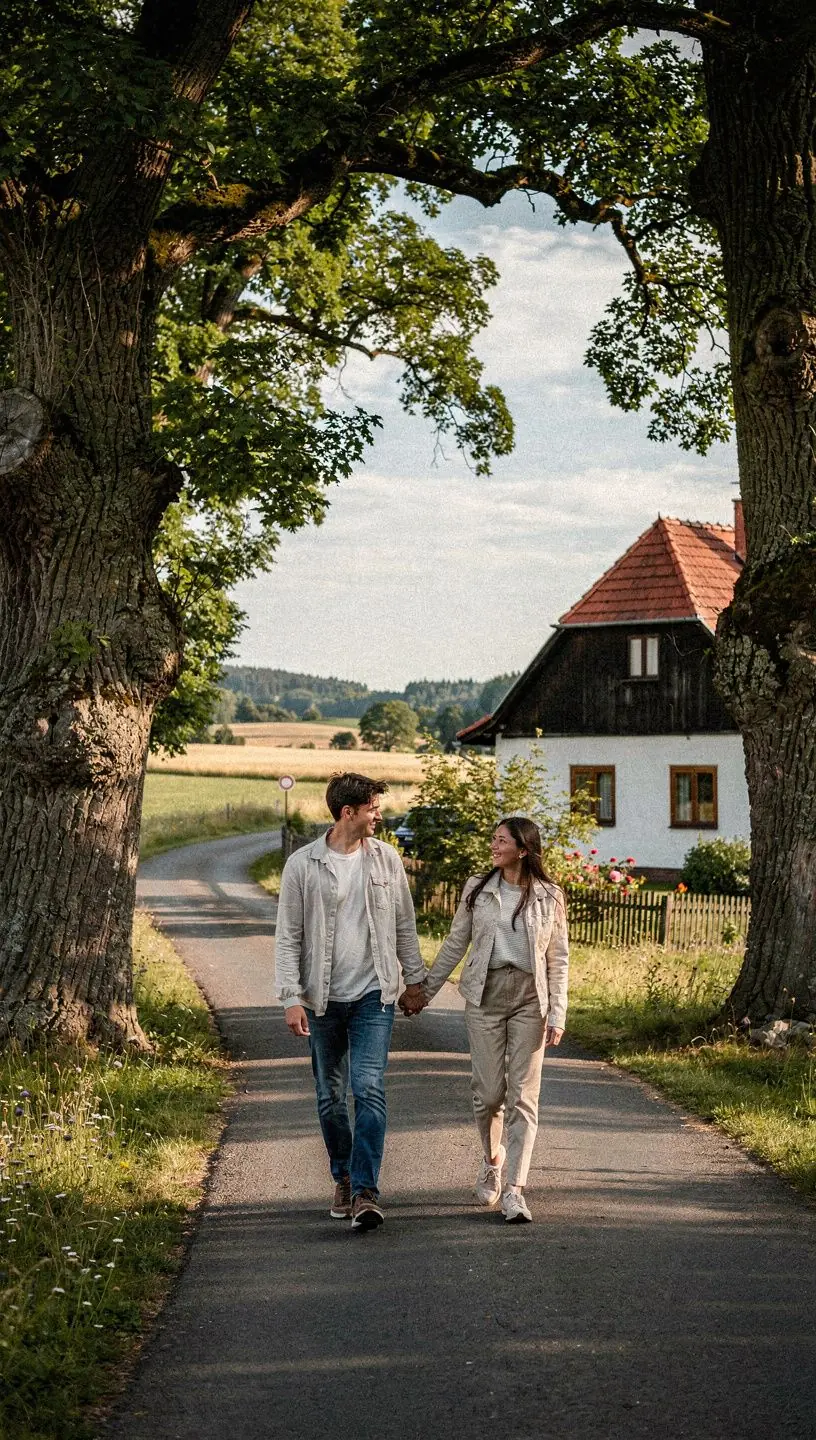 Malebná silnice vinoucí se přes české kopce s výhledem na údolí.